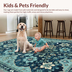 Ultra Soft Area Rug, Non Slip, Stain Resistant, Washable Area Rugs for Living Room, Bedroom, Vintage Floral Non-Slip Living Room(Blue) - ODIKA