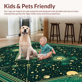 Ultra Soft Area Rug, Non Slip, Stain Resistant, Washable Area Rugs for Living Room, Bedroom, Vintage Celestial Zodiac(Green)