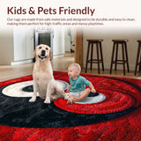 Ultra Soft Area Rug, Non Slip, Stain Resistant, Washable Area Rugs for Living Room, Bedroom, Yin Yang Ba-gua Round(Red)