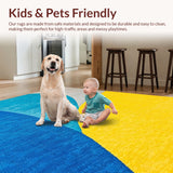 Ultra Soft Area Rug, Non Slip, Stain Resistant, Washable Area Rugs for Living Room, Bedroom, Abstract Modern Washable Foldable(Blue)