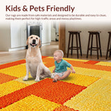Ultra Soft Area Rug, Non Slip, Stain Resistant, Washable Area Rugs for Living Room, Bedroom, Boho Distressed Low Pile(Orange)