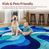 Ultra Soft Area Rug, Non Slip, Stain Resistant, Washable Area Rugs for Living Room, Bedroom, Abstract Wave Design(Blue)
