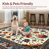 Ultra Soft Area Rug, Non Slip, Stain Resistant, Washable Area Rugs for Living Room, Bedroom, Floral Multi Color Outdoor Yoga Rug(White)