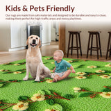 Ultra Soft Area Rug, Non Slip, Stain Resistant, Washable Area Rugs for Living Room, Bedroom, Floral Green Non-Slip Kitchen Decor(Green)