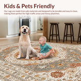 Ultra Soft Area Rug, Non Slip, Stain Resistant, Washable Area Rugs for Living Room, Bedroom, Vintage Non-Slip Living Room Rug(Beige)
