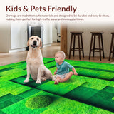 Ultra Soft Area Rug, Non Slip, Stain Resistant, Washable Area Rugs for Living Room, Bedroom, City Life 3D Playmat(Green)