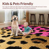 Ultra Soft Area Rug, Non Slip, Stain Resistant, Washable Area Rugs for Living Room, Bedroom, Soft Pink Leopard Print Bedroom Decor(Gold)