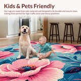 Ultra Soft Area Rug, Non Slip, Stain Resistant, Washable Area Rugs for Living Room, Bedroom, Vintage Pink Non-Slip Living Room Rug(Pink)
