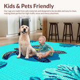 Ultra Soft Area Rug, Non Slip, Stain Resistant, Washable Area Rugs for Living Room, Bedroom, coastal nautical turtle(Blue)