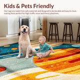 Ultra Soft Area Rug, Non Slip, Stain Resistant, Washable Area Rugs for Living Room, Bedroom, Bright Space-Themed Stain-Resistant Learning Carpet(Blue)