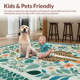Ultra Soft Area Rug, Non Slip, Stain Resistant, Washable Area Rugs for Living Room, Bedroom, Playful Kids Jungle Themed Rug Non-Slip Vibrant Decor(Green)
