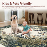 Ultra Soft Area Rug, Non Slip, Stain Resistant, Washable Area Rugs for Living Room, Bedroom, Insect Botanical Boho(Black)
