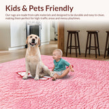 Ultra Soft Area Rug, Non Slip, Stain Resistant, Washable Area Rugs for Living Room, Bedroom, Modern Cute Cat Bedroom Decor(Pink)
