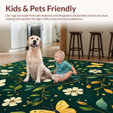 Ultra Soft Area Rug, Non Slip, Stain Resistant, Washable Area Rugs for Living Room, Bedroom, Butterfly Insect Print Playroom(Green)