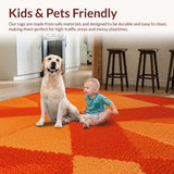 Ultra Soft Area Rug, Non Slip, Stain Resistant, Washable Area Rugs for Living Room, Bedroom, Modern Abstract Geometric Non-Slip Living Room(Orange)