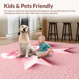 Ultra Soft Area Rug, Non Slip, Stain Resistant, Washable Area Rugs for Living Room, Bedroom, scalloped bow microfiber(Pink)