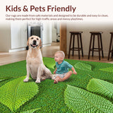 Ultra Soft Area Rug, Non Slip, Stain Resistant, Washable Area Rugs for Living Room, Bedroom, Soft Green Insect Motif Dining Room Rug(Beige)