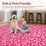 Ultra Soft Area Rug, Non Slip, Stain Resistant, Washable Area Rugs for Living Room, Bedroom, Vintage Leopard Print(Pink)