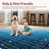 Ultra Soft Area Rug, Non Slip, Stain Resistant, Washable Area Rugs for Living Room, Bedroom, boys space theme nursery(Blue)