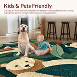 Ultra Soft Area Rug, Non Slip, Stain Resistant, Washable Area Rugs for Living Room, Bedroom, Vintage Animal Print Nursery Low Pile Carpet(Green)