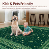 Ultra Soft Area Rug, Non Slip, Stain Resistant, Washable Area Rugs for Living Room, Bedroom, Mystical Celestial Cat(Green)