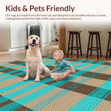 Ultra Soft Area Rug, Non Slip, Stain Resistant, Washable Area Rugs for Living Room, Bedroom, Modern Checked Abstract(Beige)