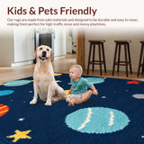 Ultra Soft Area Rug, Non Slip, Stain Resistant, Washable Area Rugs for Living Room, Bedroom, Cute Colorful Space Carpet for Boys Bedroom(Blue)