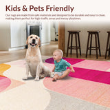 Ultra Soft Area Rug, Non Slip, Stain Resistant, Washable Area Rugs for Living Room, Bedroom, Abstract Geometric Faded(Orange)