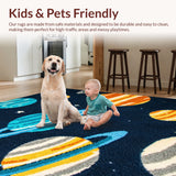 Ultra Soft Area Rug, Non Slip, Stain Resistant, Washable Area Rugs for Living Room, Bedroom, Plush Outer Space Area Rug with Planets Design(Blue)