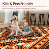 Ultra Soft Area Rug, Non Slip, Stain Resistant, Washable Area Rugs for Living Room, Bedroom, Boho Geometric Stain Resistant Living Room(Orange)
