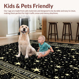 Ultra Soft Area Rug, Non Slip, Stain Resistant, Washable Area Rugs for Living Room, Bedroom, Boho Sun Moon Galaxy(Black)
