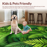 Ultra Soft Area Rug, Non Slip, Stain Resistant, Washable Area Rugs for Living Room, Bedroom, Tropical Palm Leaf Runner(Green)