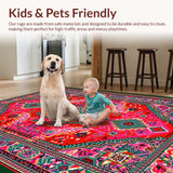 Ultra Soft Area Rug, Non Slip, Stain Resistant, Washable Area Rugs for Living Room, Bedroom, Earth-Themed Classroom Round(Pink)