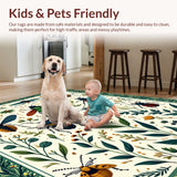 Ultra Soft Area Rug, Non Slip, Stain Resistant, Washable Area Rugs for Living Room, Bedroom, Vintage Green Botanical Living Room Non Slip Rug(Green)