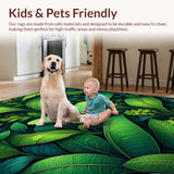 Ultra Soft Area Rug, Non Slip, Stain Resistant, Washable Area Rugs for Living Room, Bedroom, Modern Dark Green Insect Pattern Living Room Rug(Green)