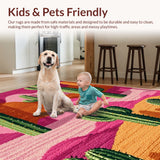Ultra Soft Area Rug, Non Slip, Stain Resistant, Washable Area Rugs for Living Room, Bedroom, Western Pink Cactus Bathroom Absorbent Boot Rug(Green)