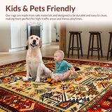 Ultra Soft Area Rug, Non Slip, Stain Resistant, Washable Area Rugs for Living Room, Bedroom, Vintage Boho Non-Slip Animal Print Rug(Yellow)
