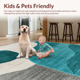 Ultra Soft Area Rug, Non Slip, Stain Resistant, Washable Area Rugs for Living Room, Bedroom, Tranquil Teal Abstract Escape(Green)