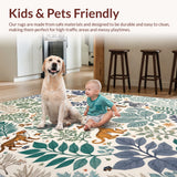 Ultra Soft Area Rug, Non Slip, Stain Resistant, Washable Area Rugs for Living Room, Bedroom, Modern Jungle Print Stain-Resistant Living Room Mat(White)
