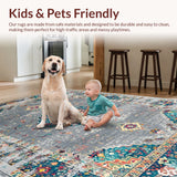 Ultra Soft Area Rug, Non Slip, Stain Resistant, Washable Area Rugs for Living Room, Bedroom, Vintage Tribal Stain Resistant Living Room(Red)
