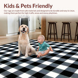 Ultra Soft Area Rug, Non Slip, Stain Resistant, Washable Area Rugs for Living Room, Bedroom, Modern Black White Fuzzy Nursery Rug(Black)