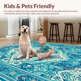 Ultra Soft Area Rug, Non Slip, Stain Resistant, Washable Area Rugs for Living Room, Bedroom, Vintage Boho Soft Playroom Rug(Blue)