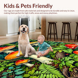 Ultra Soft Area Rug, Non Slip, Stain Resistant, Washable Area Rugs for Living Room, Bedroom, Vintage Mushroom Forest(Red)