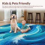 Ultra Soft Area Rug, Non Slip, Stain Resistant, Washable Area Rugs for Living Room, Bedroom, Ocean Beach Wave Polyester(Blue)