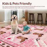 Ultra Soft Area Rug, Non Slip, Stain Resistant, Washable Area Rugs for Living Room, Bedroom, Trendy Pink Cowgirl Playroom Round Rug(Pink)