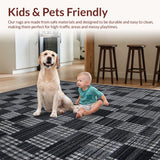 Ultra Soft Area Rug, Non Slip, Stain Resistant, Washable Area Rugs for Living Room, Bedroom, Handmade Wool Viscose(Black)