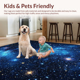 Ultra Soft Area Rug, Non Slip, Stain Resistant, Washable Area Rugs for Living Room, Bedroom, Outer Space Playroom Plush Area Rug(Blue)