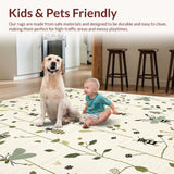 Ultra Soft Area Rug, Non Slip, Stain Resistant, Washable Area Rugs for Living Room, Bedroom, Insect Print Low Pile(Ivory)