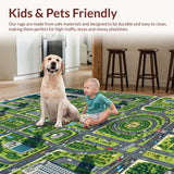 Ultra Soft Area Rug, Non Slip, Stain Resistant, Washable Area Rugs for Living Room, Bedroom, Interactive City Life Play Mat(Gray)