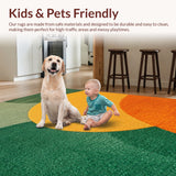 Ultra Soft Area Rug, Non Slip, Stain Resistant, Washable Area Rugs for Living Room, Bedroom, Abstract Geometric Striped(Orange)